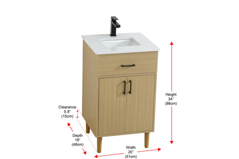 Elegant Lighting Chandler Vanity Cabinet 2Dr W20 Inch xD19 Inch xH34 Inch in Honey Brown Model: VF25020MHB
