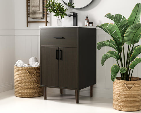 Elegant Lighting Chandler Vanity Cabinet 2Dr W20 Inch xD19 Inch xH34 Inch in Mocha Brown Model: VF25020MMB