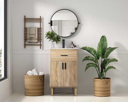 Elegant Lighting Chandler Vanity Cabinet 2Dr W20 Inch XD19 Inch xH34 Inch MW in Mango Wood Finish Model: VF25020MW