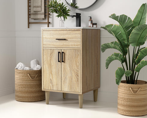 Elegant Lighting Chandler Vanity Cabinet 2Dr W20 Inch XD19 Inch xH34 Inch MW in Mango Wood Finish Model: VF25020MW
