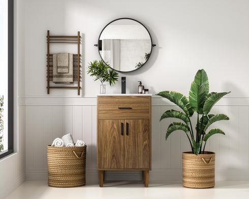 Elegant Lighting Chandler Vanity Cabinet 2Dr W20 Inch XD19 Inch xH34 Inch WB in Walnut Brown Finish Model: VF25020WB