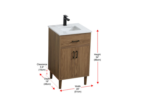 Elegant Lighting Chandler Vanity Cabinet 2Dr W20 Inch XD19 Inch xH34 Inch WB in Walnut Brown Finish Model: VF25020WB