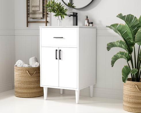 Elegant Lighting Chandler Vanity Cabinet 2Dr W20 Inch XD19 Inch xH34 Inch WH in White Finish Model: VF25020MWH