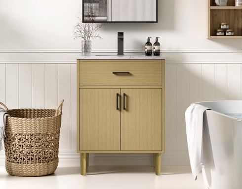 Elegant Lighting Chandler Vanity Cabinet 2Dr W24 Inch xD19 Inch xH34 Inch in Honey Brown Model: VF25024MHB