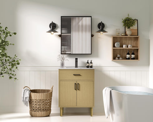 Elegant Lighting Chandler Vanity Cabinet 2Dr W24 Inch xD19 Inch xH34 Inch in Honey Brown Model: VF25024MHB