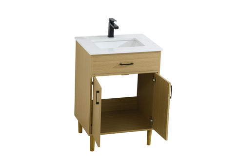 Elegant Lighting Chandler Vanity Cabinet 2Dr W24 Inch xD19 Inch xH34 Inch in Honey Brown Model: VF25024MHB