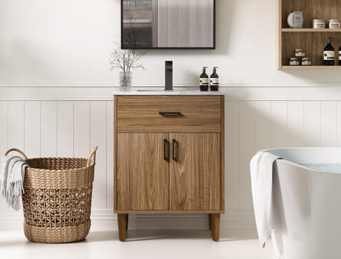 Elegant Lighting Chandler Vanity Cabinet 2Dr W24 Inch XD19 Inch xH34 Inch WB in Walnut Brown Finish Model: VF25024WB