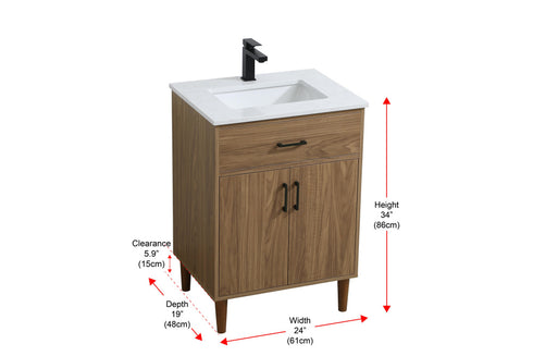 Elegant Lighting Chandler Vanity Cabinet 2Dr W24 Inch XD19 Inch xH34 Inch WB in Walnut Brown Finish Model: VF25024WB
