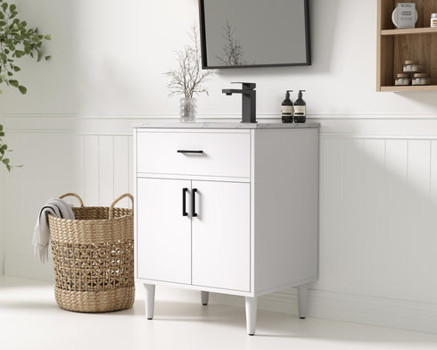 Elegant Lighting Chandler Vanity Cabinet 2Dr W24 Inch XD19 Inch xH34 Inch WH in White Finish Model: VF25024MWH