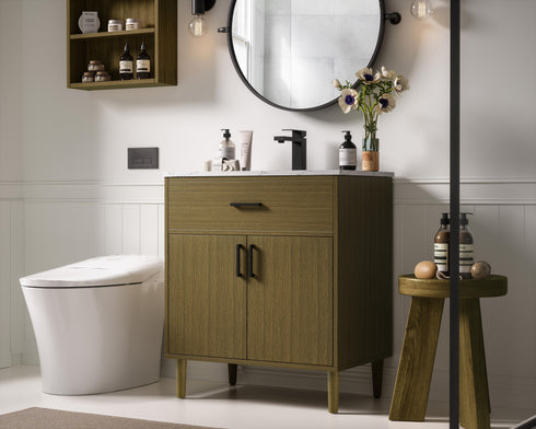 Elegant Lighting Chandler Vanity Cabinet 2Dr W30 Inch xD19 Inch xH34 Inch in Chestnut Brown Model: VF25030MCB