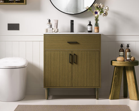 Elegant Lighting Chandler Vanity Cabinet 2Dr W30 Inch xD19 Inch xH34 Inch in Chestnut Brown Model: VF25030MCB