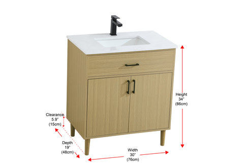 Elegant Lighting Chandler Vanity Cabinet 2Dr W30 Inch xD19 Inch xH34 Inch in Honey Brown Model: VF25030MHB
