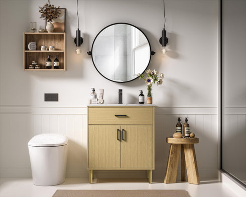 Elegant Lighting Chandler Vanity Cabinet 2Dr W30 Inch xD19 Inch xH34 Inch in Honey Brown Model: VF25030MHB