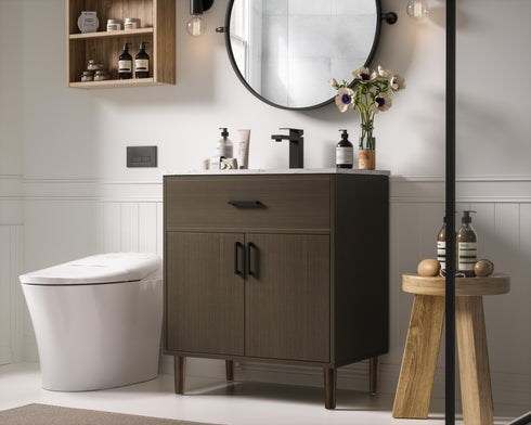 Elegant Lighting Chandler Vanity Cabinet 2Dr W30 Inch xD19 Inch xH34 Inch in Mocha Brown Model: VF25030MMB