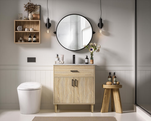 Elegant Lighting Chandler Vanity Cabinet 2Dr W30 Inch XD19 Inch xH34 Inch MW in Mango Wood Finish Model: VF25030MW