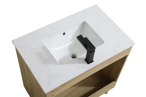 Elegant Lighting Chandler Vanity Cabinet 2Dr W30 Inch XD19 Inch xH34 Inch MW in Mango Wood Finish Model: VF25030MW