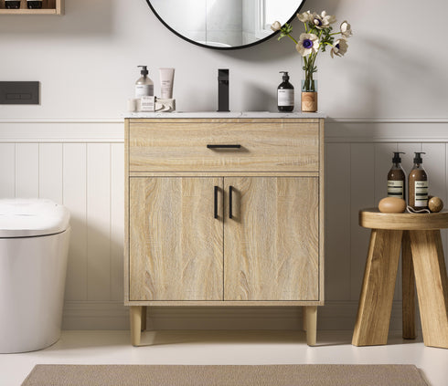 Elegant Lighting Chandler Vanity Cabinet 2Dr W30 Inch XD19 Inch xH34 Inch MW in Mango Wood Finish Model: VF25030MW