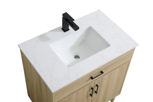 Elegant Lighting Chandler Vanity Cabinet 2Dr W30 Inch XD19 Inch xH34 Inch MW in Mango Wood Finish Model: VF25030MW
