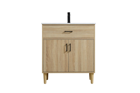 Elegant Lighting Chandler Vanity Cabinet 2Dr W30 Inch XD19 Inch xH34 Inch MW in Mango Wood Finish Model: VF25030MW