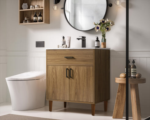 Elegant Lighting Chandler Vanity Cabinet 2Dr W30 Inch XD19 Inch xH34 Inch WB in Walnut Brown Finish Model: VF25030WB