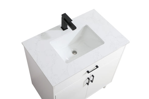 Elegant Lighting Chandler Vanity Cabinet 2Dr W30 Inch XD19 Inch xH34 Inch WH in White Finish Model: VF25030MWH