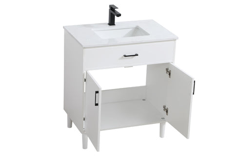 Elegant Lighting Chandler Vanity Cabinet 2Dr W30 Inch XD19 Inch xH34 Inch WH in White Finish Model: VF25030MWH