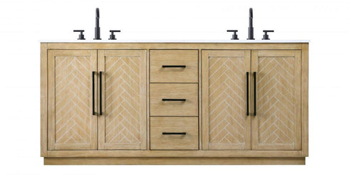 Elegant Lighting Chase 72 inch Double Bathroom Vanity in Linen Oak Model: VF29072DLO