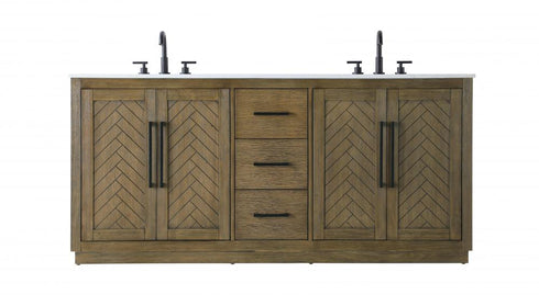 Elegant Lighting Chase 72 inch Double Bathroom Vanity in Linen Oak Model: VF29072DLO