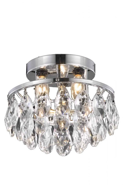 Elegant Lighting Clara 3 Light Corona Flush D10 Inch H7 Inch L3 CH RC872 in Chrome Finish Model: LD9805F10C(872)
