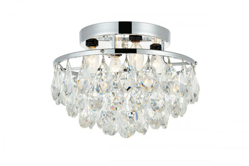 Elegant Lighting Clara 4 Light Corona Flush D14 Inch H7 Inch L4 CH RC872 in Chrome Finish Model: LD9800F14C(872)