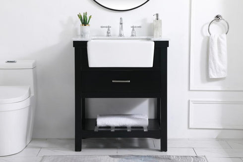 Elegant Lighting Clement 30 Inch Single Bathroom Vanity in Black Model: VF60130BK
