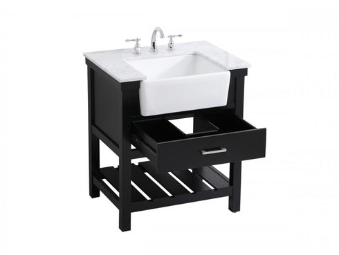 Elegant Lighting Clement 30 Inch Single Bathroom Vanity in Black Model: VF60130BK