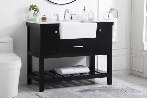 Elegant Lighting Clement 42 Inch Single Bathroom Vanity in Black Model: VF60142BK