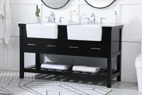 Elegant Lighting Clement 60 Inch Double Bathroom Vanity in Black Model: VF60160DBK