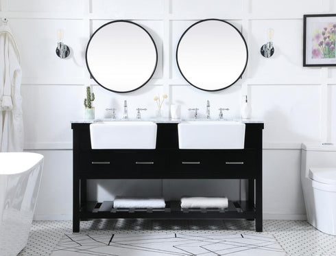 Elegant Lighting Clement 60 Inch Double Bathroom Vanity in Black Model: VF60160DBK