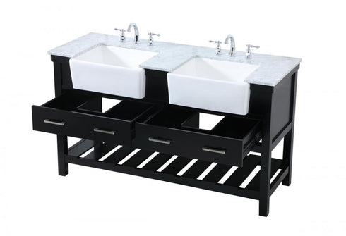 Elegant Lighting Clement 60 Inch Double Bathroom Vanity in Black Model: VF60160DBK