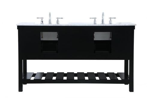 Elegant Lighting Clement 60 Inch Double Bathroom Vanity in Black Model: VF60160DBK
