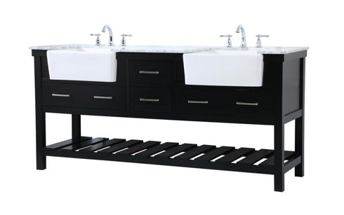 Elegant Lighting Clement 72 Inch Double Bathroom Vanity in Black Model: VF60172DBK