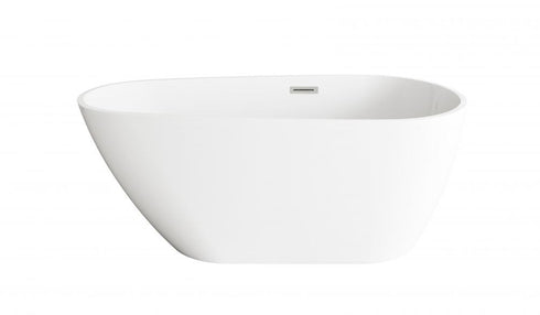 Elegant Lighting Clinton 59 inch Bathtub in Glossy White with Brushed Gold Trim Model: BT30259GW-BGD