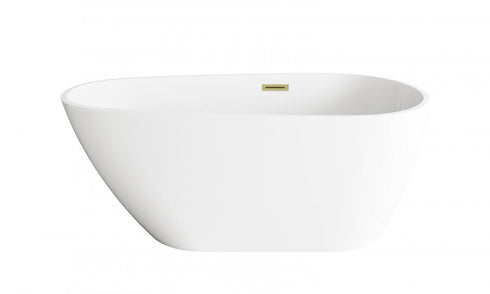 Elegant Lighting Clinton 59 inch Bathtub in Glossy White with Brushed Gold Trim Model: BT30259GW-BGD