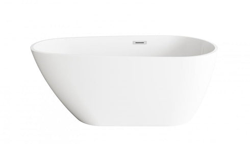 Elegant Lighting Clinton 59 inch Bathtub in Glossy White with Brushed Gold Trim Model: BT30259GW-BGD