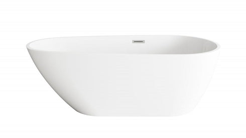 Elegant Lighting Clinton 67 inch Bathtub in Glossy White with Brushed Gold Trim Model: BT30267GW-BGD