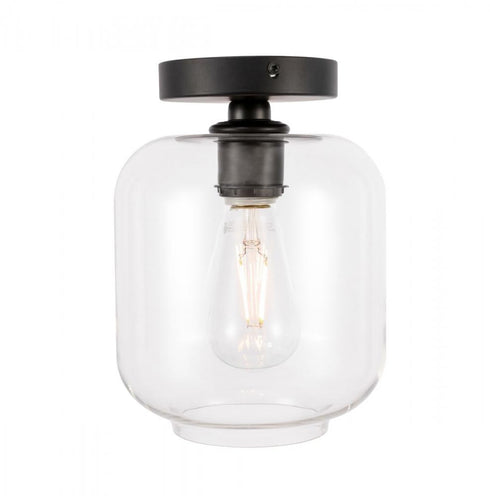 Elegant Lighting Collier 1 light in Black and Clear glass Flush mount Model: LD2270BK