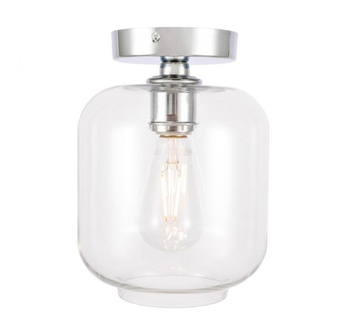 Elegant Lighting Collier 1 light in Black and Clear glass Flush mount Model: LD2270BK