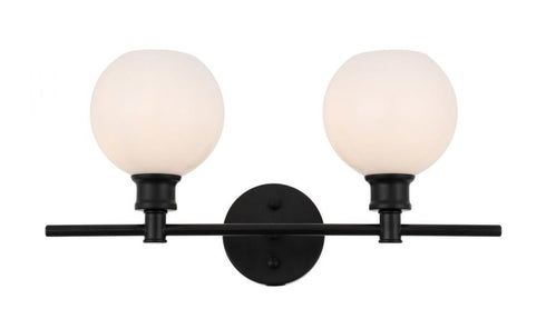 Elegant Lighting Collier 2 light in Black and Frosted white glass Wall sconce Model: LD2315BK