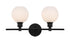 Elegant Lighting Collier 2 light in Black and Frosted white glass Wall sconce Model: LD2315BK