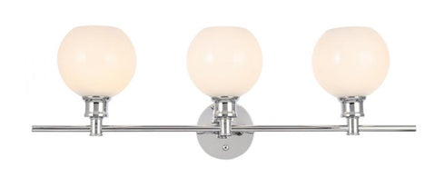 Elegant Lighting Collier 3 light in Black and Frosted white glass Wall sconce Model: LD2319BK
