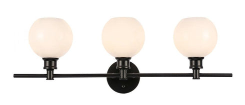 Elegant Lighting Collier 3 light in Black and Frosted white glass Wall sconce Model: LD2319BK