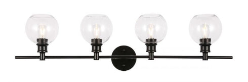 Elegant Lighting Collier 4 light in Black and Clear glass Wall sconce Model: LD2322BK