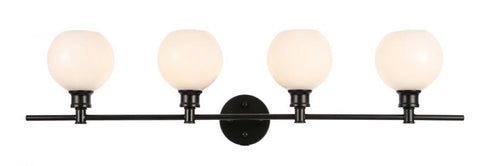 Elegant Lighting Collier 4 light in Black and Frosted white glass Wall sconce Model: LD2323BK